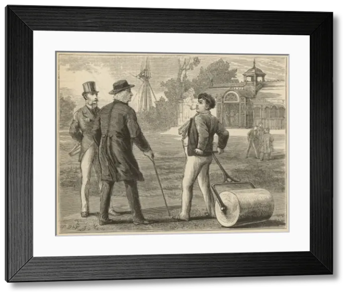 Framed Print : A gardener takes a break from tending the lawn Framed Print : A gardener takes a break from tending the lawn
