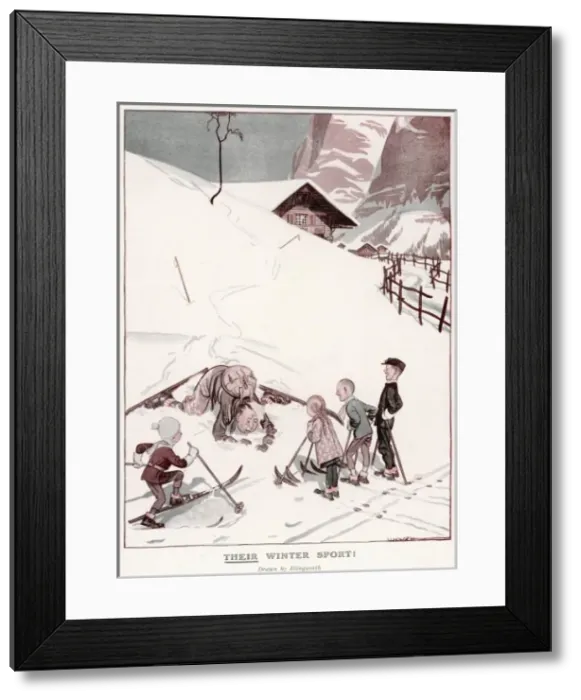 Framed Print : Their Winter Sport by Illingworth Framed Print : Their Winter Sport by Illingworth