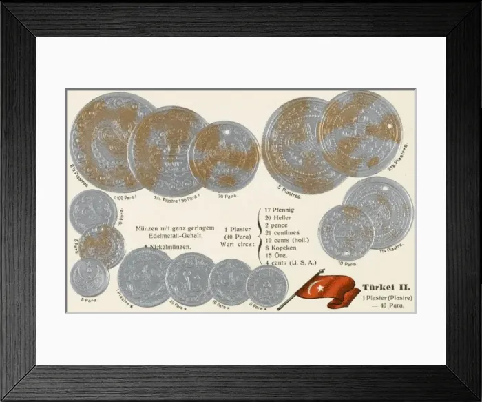 Framed Print : Turkish Coin Card - small denominations Framed Print : Turkish Coin Card - small denominations