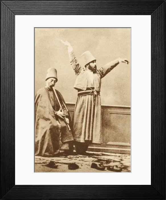 Framed Print : Whirling Dervish with ney player - Salonica Framed Print : Whirling Dervish with ney player - Salonica
