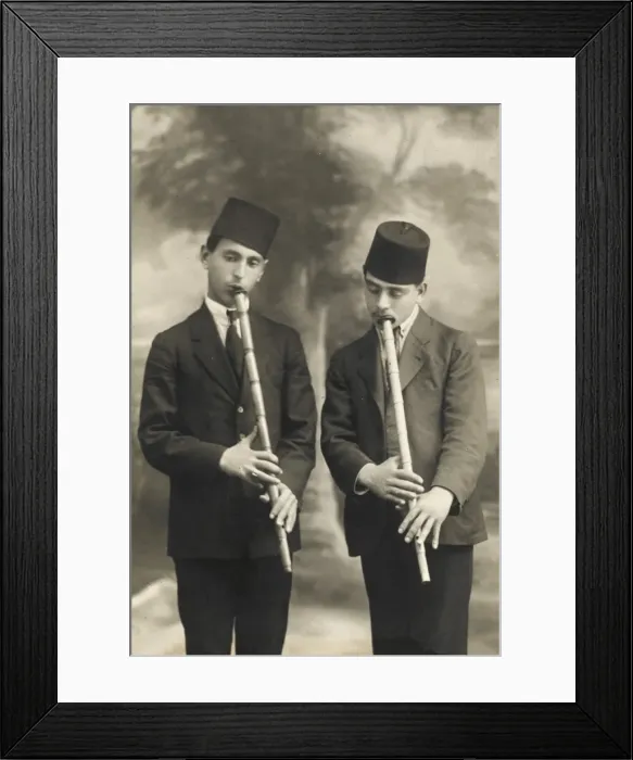 Framed Print : Two ney-playing Dervishes practising Framed Print : Two ney-playing Dervishes practising