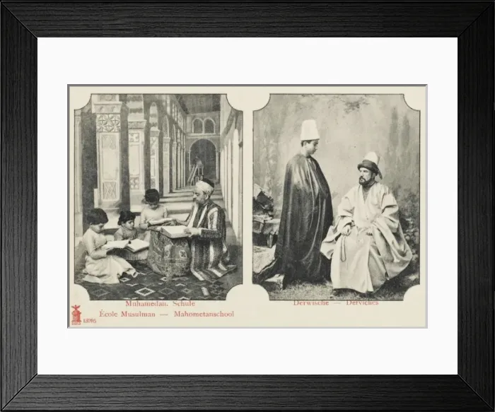 Framed Print : Medressa (religious school) & 2 Mevlevi Dervishes Framed Print : Medressa (religious school) & 2 Mevlevi Dervishes