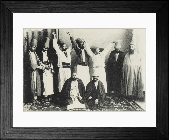 Framed Print : Salonica - Group of Whirling Dervishes with ney player Framed Print : Salonica - Group of Whirling Dervishes with ney player