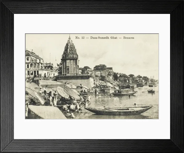 Framed Print : India - Benares - Banks of the Ganges River Framed Print : India - Benares - Banks of the Ganges River