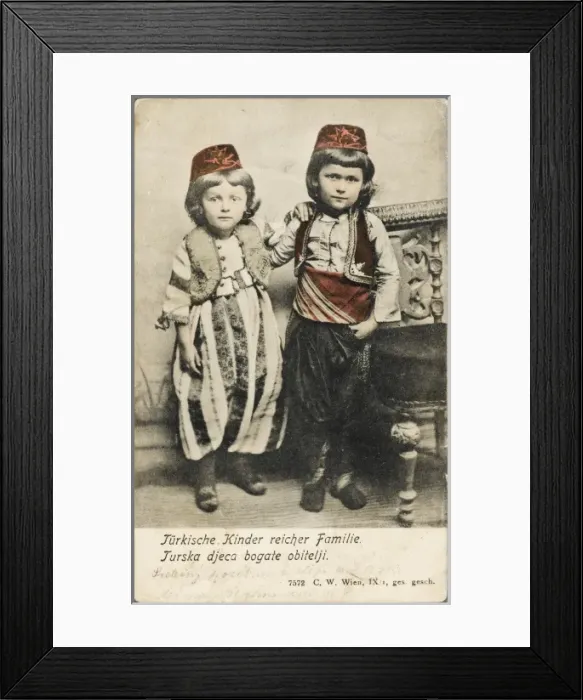 Framed Print : Two Turkish children in traditional costume Framed Print : Two Turkish children in traditional costume