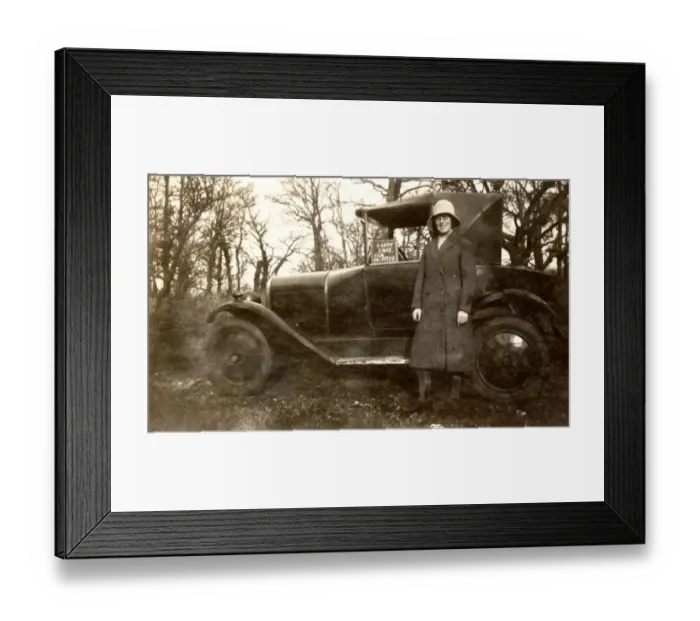 Framed Print : 1920s lady and converible Framed Print : 1920s lady and converible