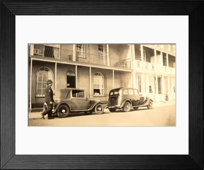 Framed Print : Policeman and parked late 1920s cars Framed Print : Policeman and parked late 1920s cars