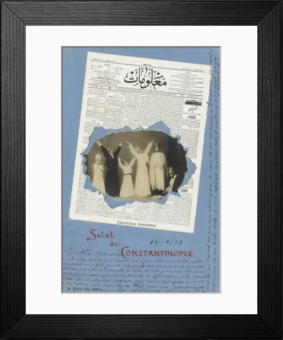 Framed Print : Ottoman newspaper with Dervishes (centre) Framed Print : Ottoman newspaper with Dervishes (centre)