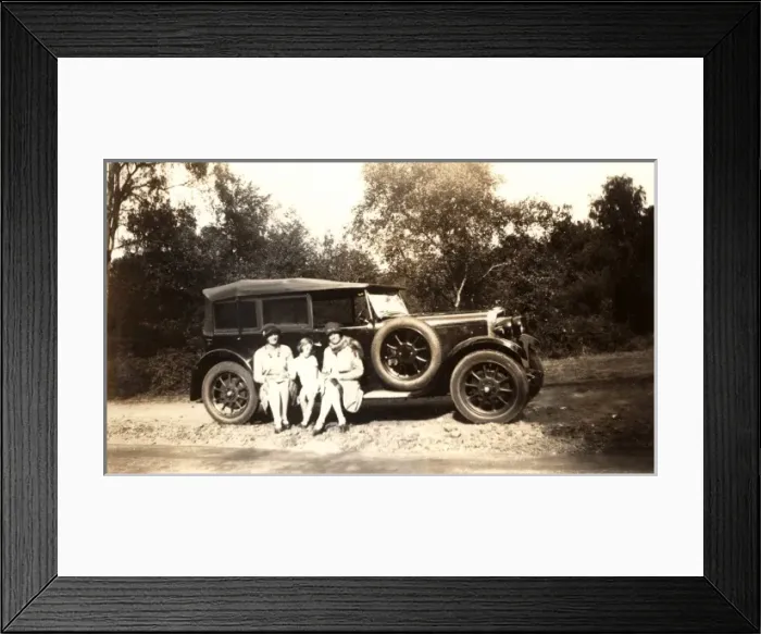 Framed Print : Women sitting on the running board Framed Print : Women sitting on the running board