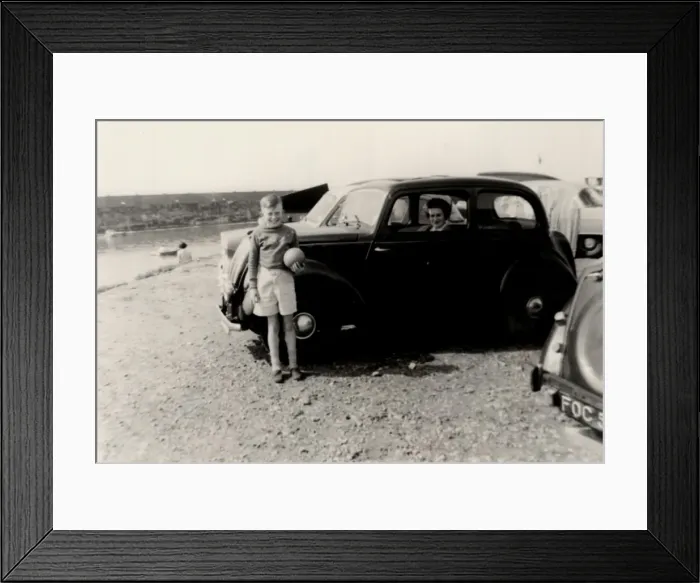 Framed Print : Morris 8 series - Family at the seaside Framed Print : Morris 8 series - Family at the seaside