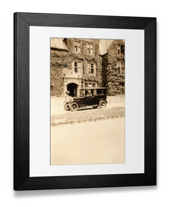 Framed Print : Small car outside Stately Home Framed Print : Small car outside Stately Home
