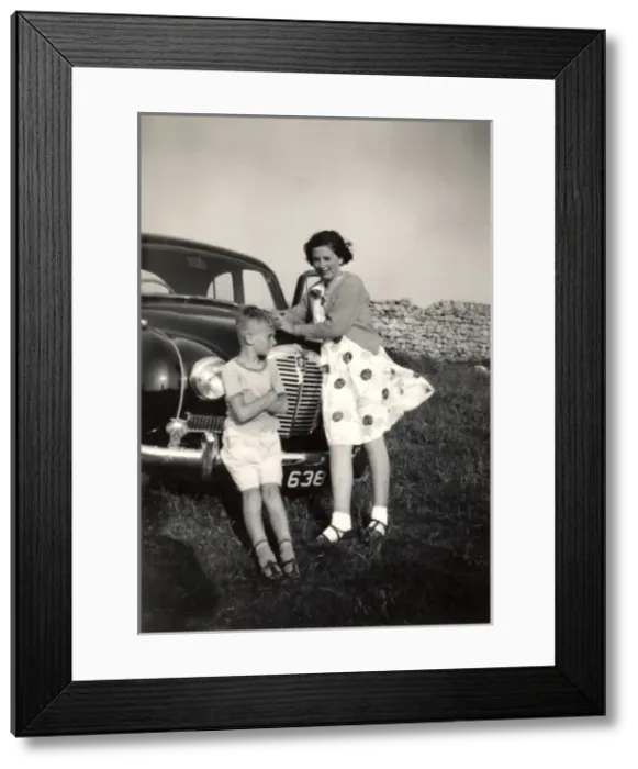 Framed Print : Chidren and an Austin A40 Framed Print : Chidren and an Austin A40