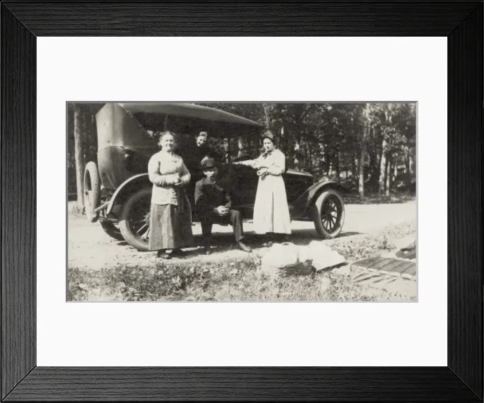 Framed Print : A family and their car Framed Print : A family and their car