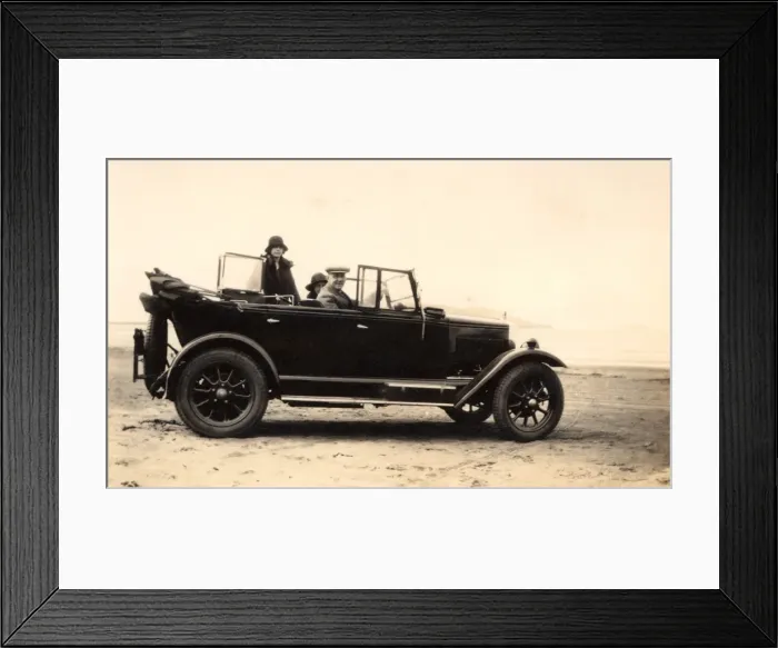Framed Print : Large saloon car on the beach Framed Print : Large saloon car on the beach