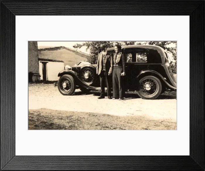Framed Print : Elderly couple and their Armstrong Siddeley car Framed Print : Elderly couple and their Armstrong Siddeley car
