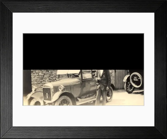 Framed Print : Gentleman and small motor car Framed Print : Gentleman and small motor car