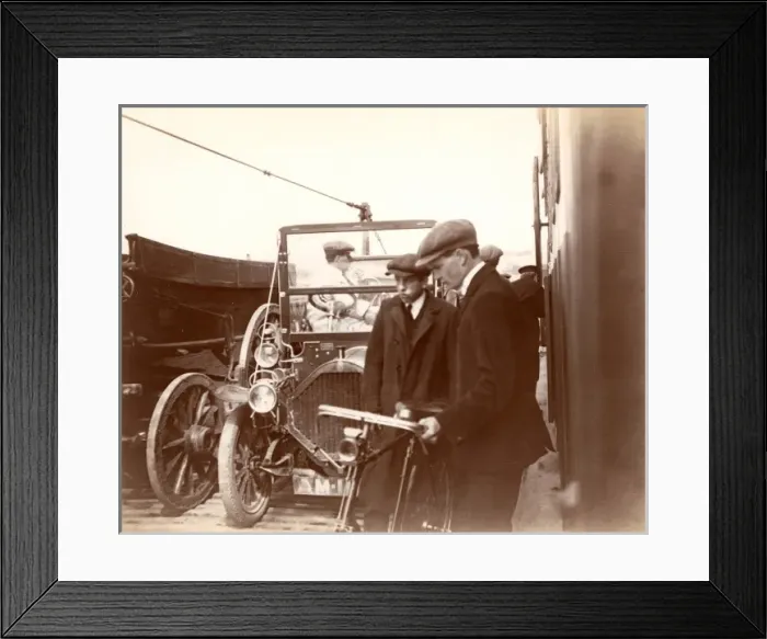 Framed Print : Early convertible on a car ferry Framed Print : Early convertible on a car ferry