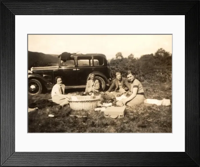 Framed Print : Picnic and Hillman Minx Framed Print : Picnic and Hillman Minx
