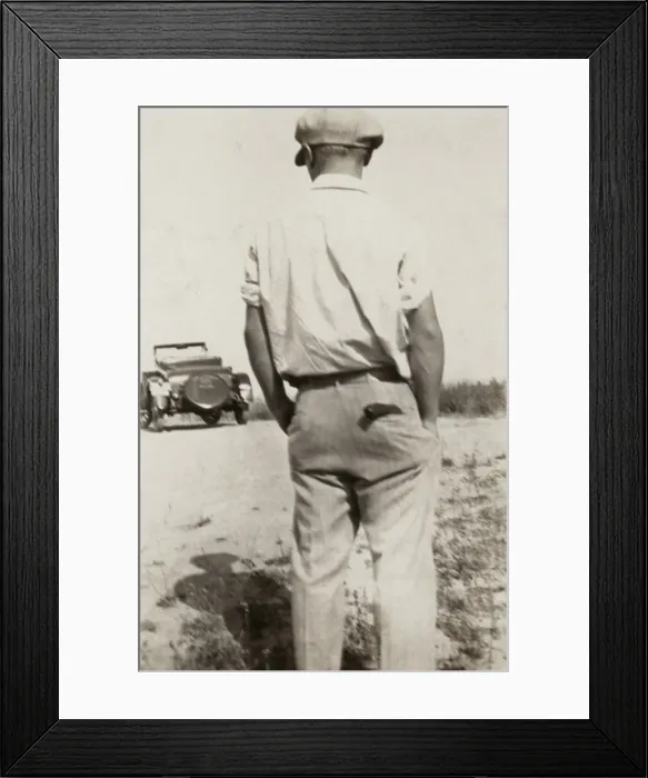 Framed Print : Man and his car (in distance) Framed Print : Man and his car (in distance)