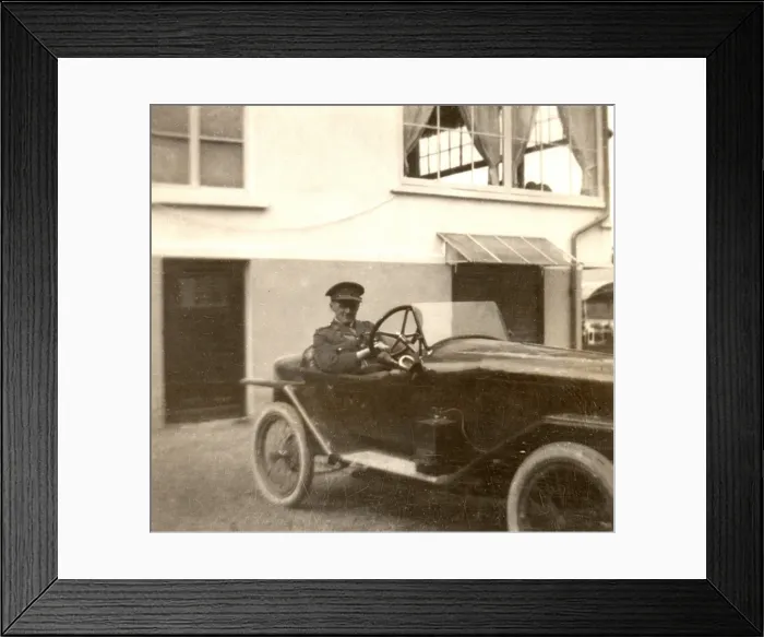 Framed Print : British Army Officer in a sporty coupe Framed Print : British Army Officer in a sporty coupe
