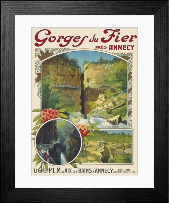 Framed Print : Poster advertising Gorges du Fier, France Framed Print : Poster advertising Gorges du Fier, France