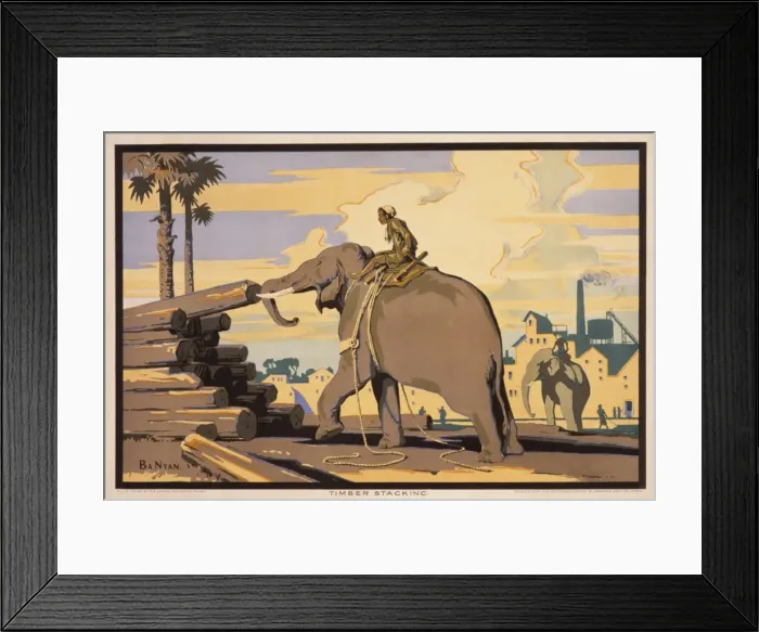 Framed Print : Poster depicting Timber Stacking Framed Print : Poster depicting Timber Stacking
