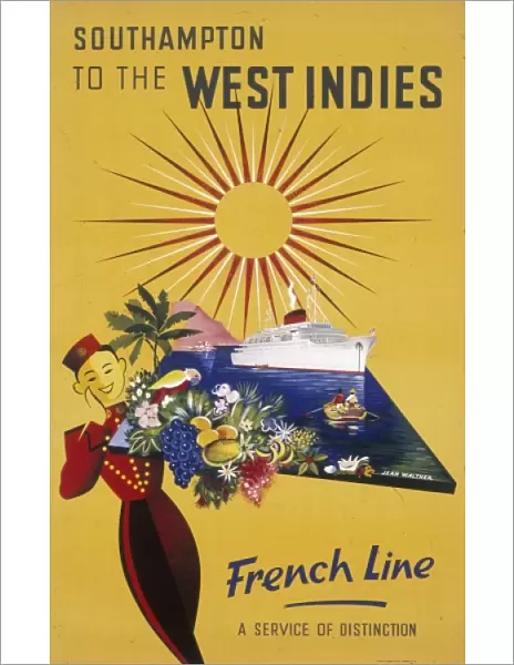 Poster advertising French Line to the West Indies