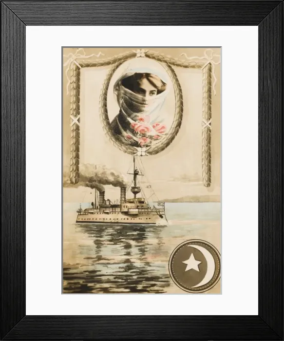 Framed Print : Turkish veiled beauty and Battleship Framed Print : Turkish veiled beauty and Battleship