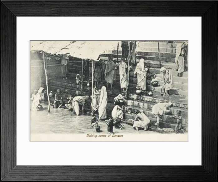 Framed Print : Washing in the Ganges - Benares, India Framed Print : Washing in the Ganges - Benares, India
