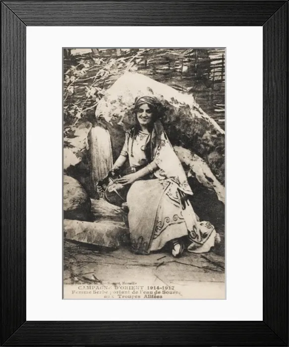 Framed Print : Serbian Woman collecting Water Framed Print : Serbian Woman collecting Water