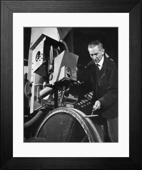 Framed Print : Manufacturing a train wheel Framed Print : Manufacturing a train wheel