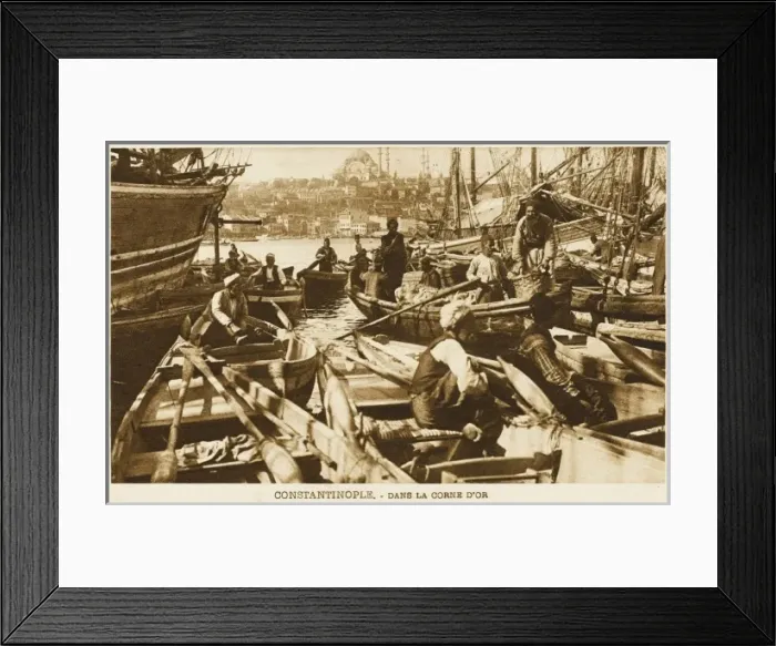 Framed Print : Boatmen on the Golden Horn, Constantinople, Turkey Framed Print : Boatmen on the Golden Horn, Constantinople, Turkey