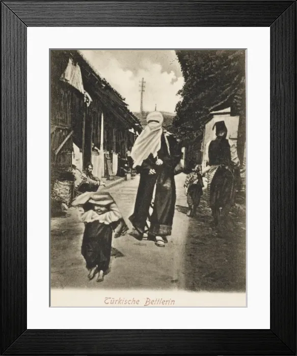 Framed Print : Veiled Turkish Woman and child - Sarajevo Framed Print : Veiled Turkish Woman and child - Sarajevo