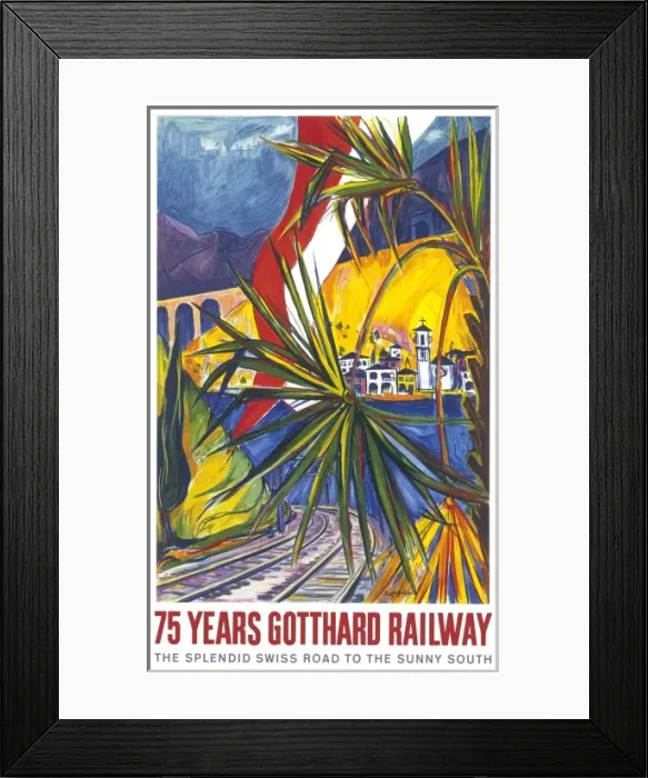 Framed Print : Poster celebrating the Gotthard Railway Framed Print : Poster celebrating the Gotthard Railway