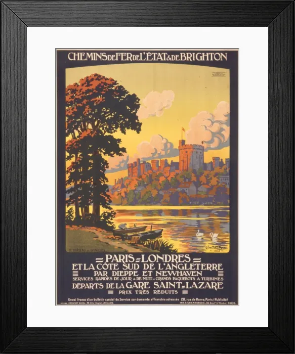 Framed Print : Poster advertising French railways to London Framed Print : Poster advertising French railways to London