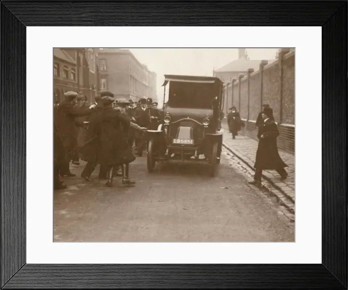 Framed Print : London taxi cab attacked by drivers during strike Framed Print : London taxi cab attacked by drivers during strike