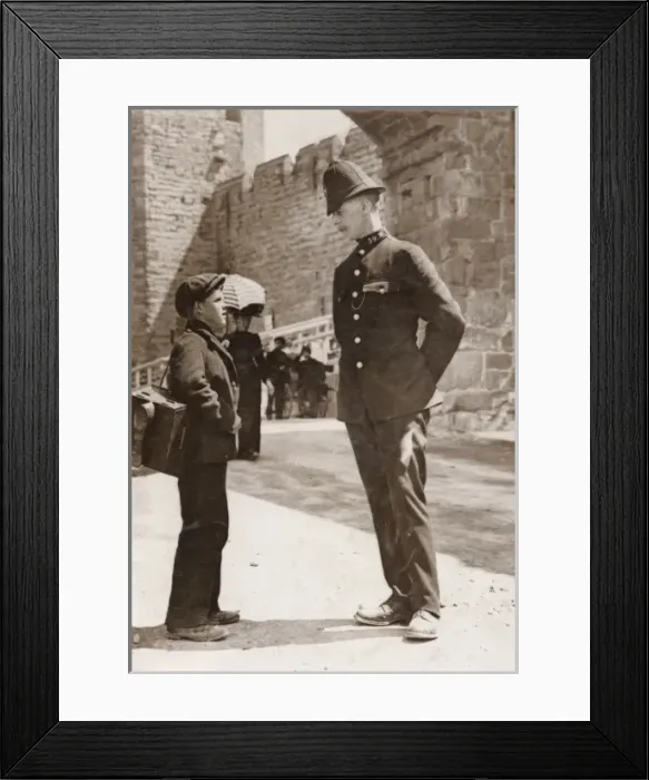 Framed Print : Bootblack at Prince of Wales investiture, Caernarvon Framed Print : Bootblack at Prince of Wales investiture, Caernarvon