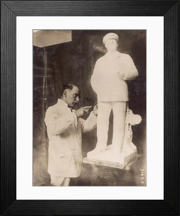 Framed Print : Denys Geuch with statue of Edward VII Framed Print : Denys Geuch with statue of Edward VII
