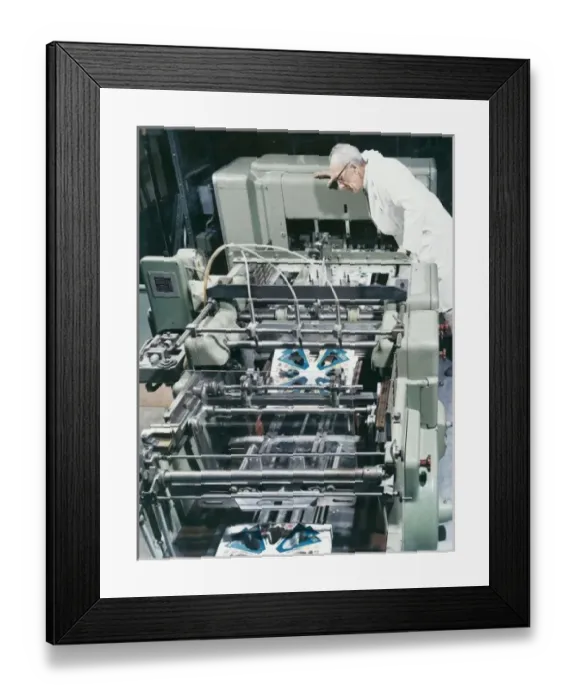 Framed Print : Checking a printing machine Framed Print : Checking a printing machine