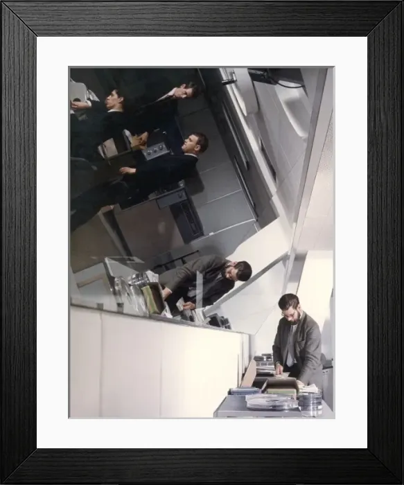 Framed Print : Office scene with large angled mirror Framed Print : Office scene with large angled mirror