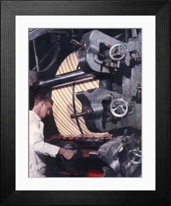 Framed Print : Adding Dye to a printing machine Framed Print : Adding Dye to a printing machine