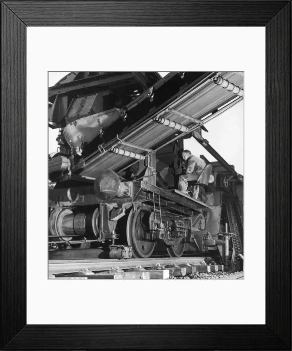 Framed Print : Railway Line Construction - laying ballast Framed Print : Railway Line Construction - laying ballast