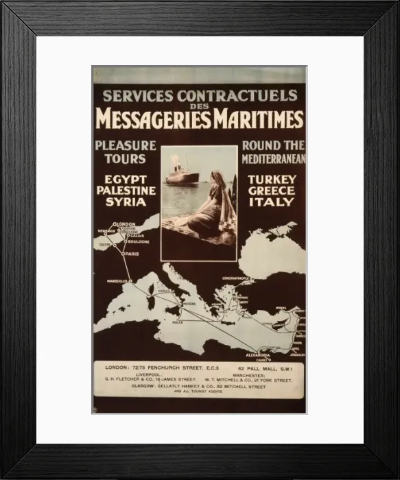 Framed Print : Poster advertising Messageries Maritimes Framed Print : Poster advertising Messageries Maritimes