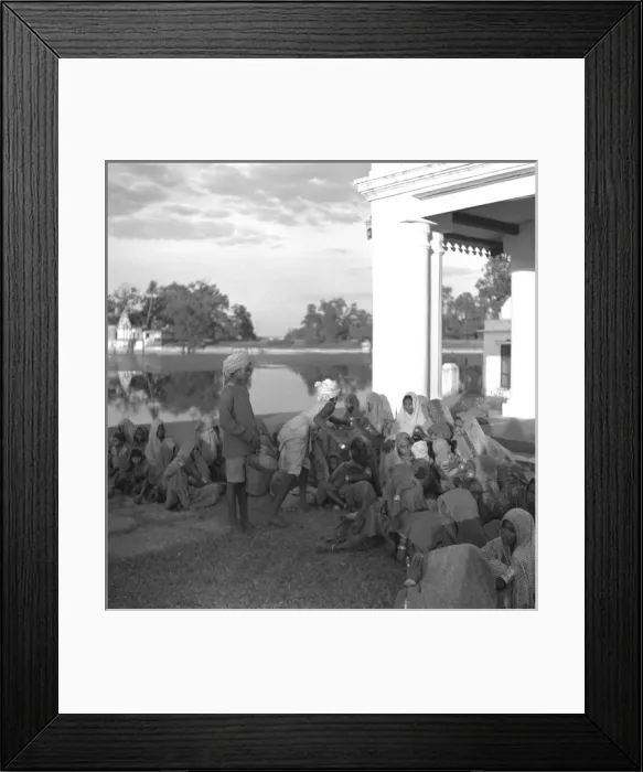 Framed Print : People outside colonial building, Mandu, Central India Framed Print : People outside colonial building, Mandu, Central India