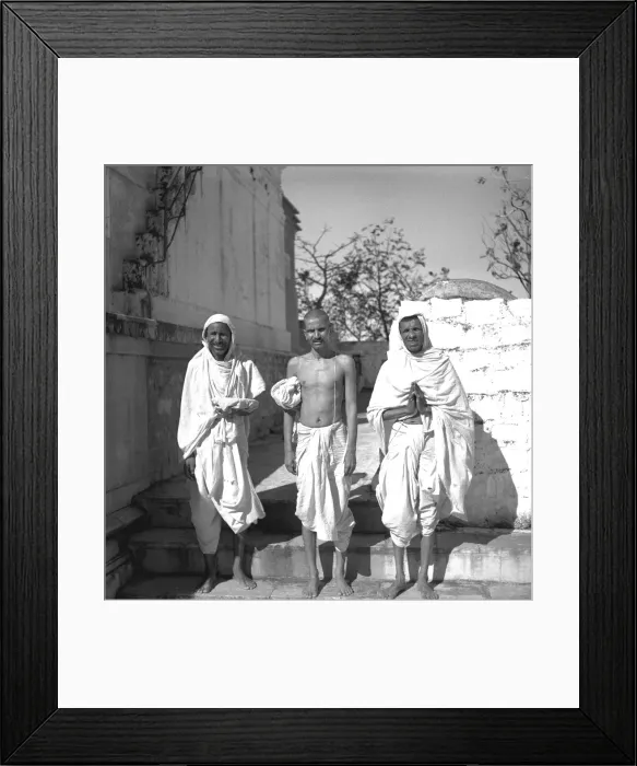Framed Print : Three Indian men in white robes Framed Print : Three Indian men in white robes