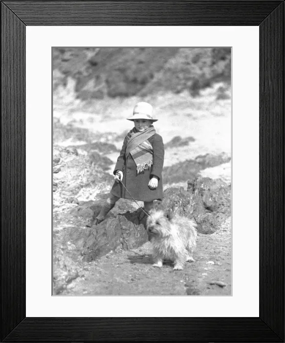 Framed Print : Young child and pet dog Framed Print : Young child and pet dog