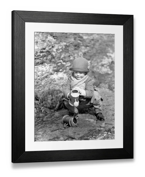 Framed Print : Child and watering cans Framed Print : Child and watering cans
