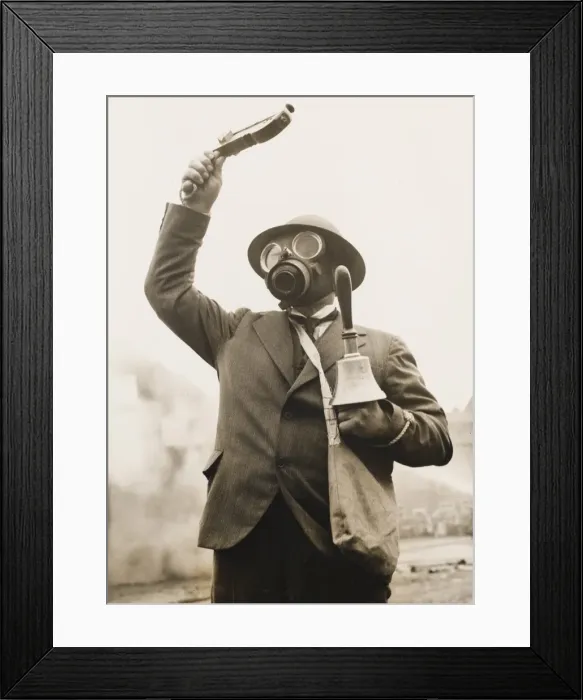 Framed Print : Gas attack rehearsal 1938 Framed Print : Gas attack rehearsal 1938