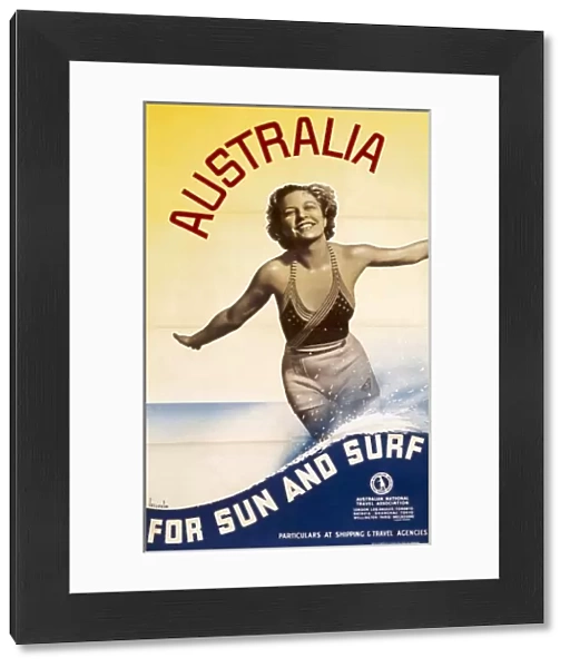 Poster advertising Australia for sun and surf