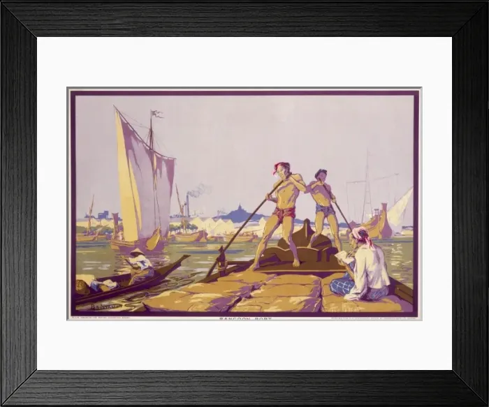 Framed Print : Poster depicting the port of Rangoon Framed Print : Poster depicting the port of Rangoon